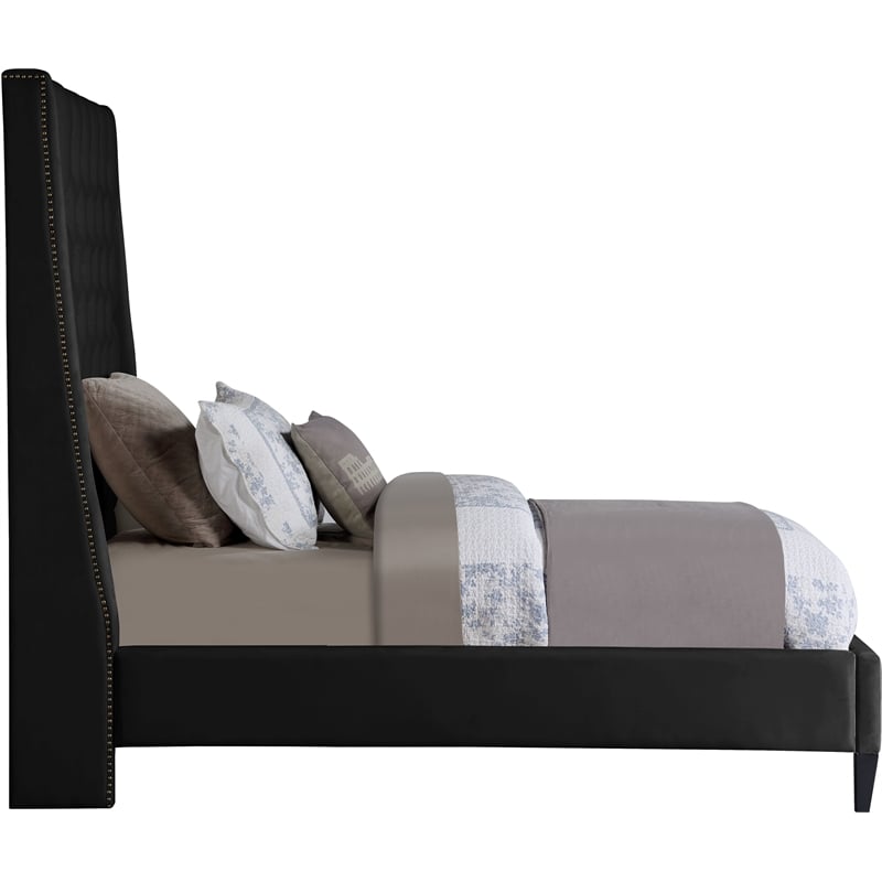 Meridian Furniture Fritz Black Velvet Twin Bed