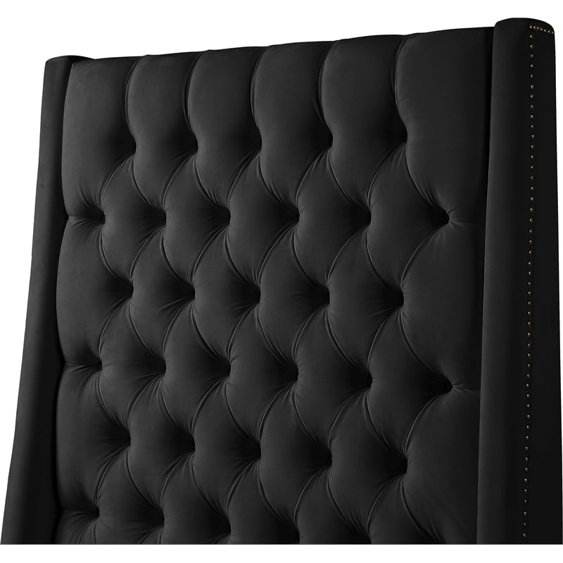 Meridian Furniture Fritz Black Velvet Twin Bed