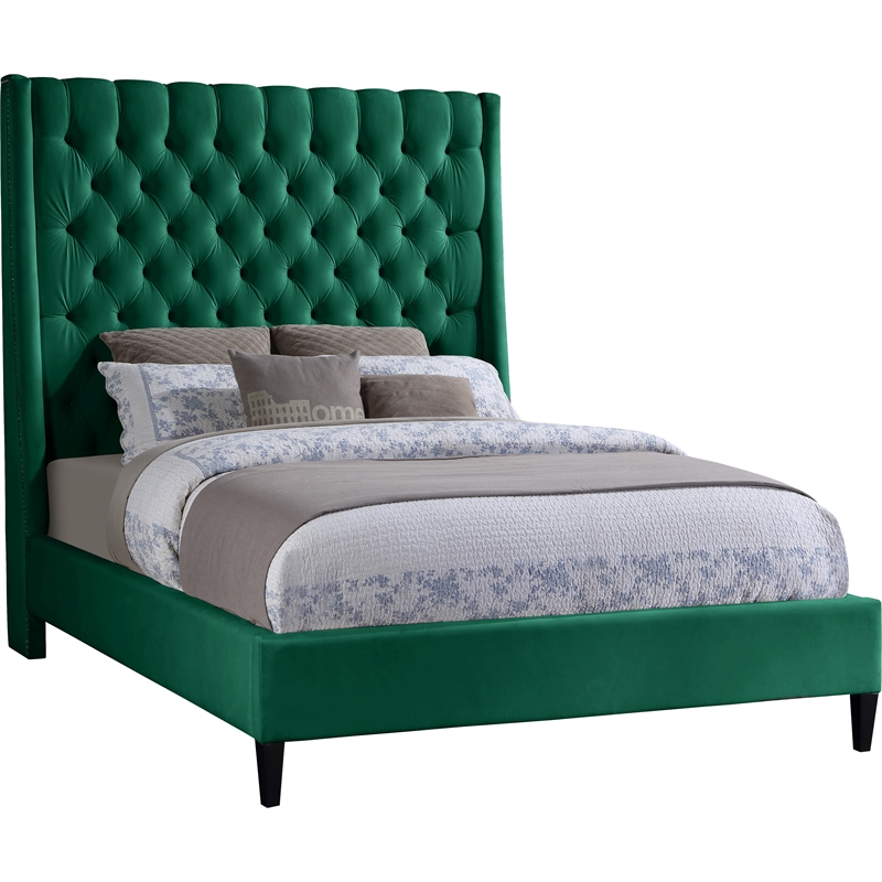 Meridian Furniture Fritz Green Velvet Full Bed
