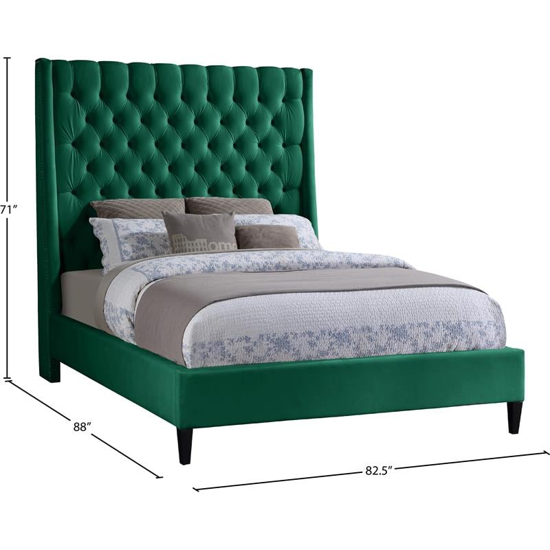 Meridian Furniture Fritz Green Velvet King Bed