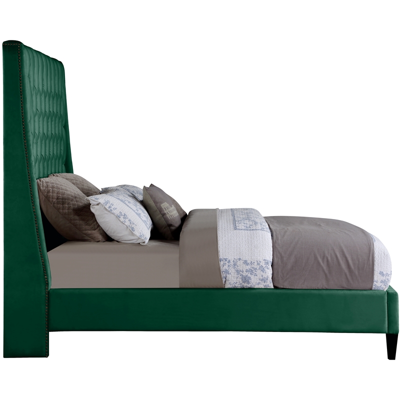 Meridian Furniture Fritz Green Velvet Queen Bed