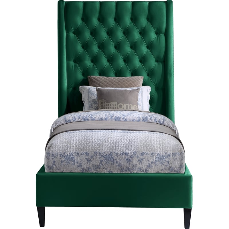 Meridian Furniture Fritz Green Velvet Twin Bed
