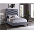 Meridian Furniture Fritz Gray Velvet Queen Bed