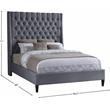 Meridian Furniture Fritz Gray Velvet Queen Bed