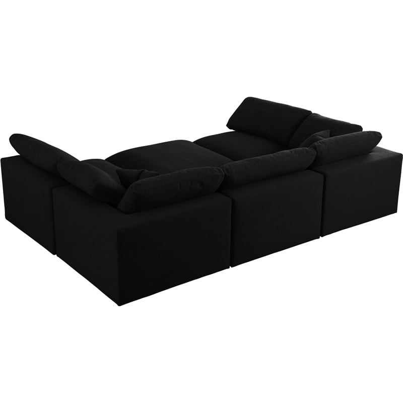 Meridian Furniture Serene Black Linen Fabric Deluxe Modular Sectional
