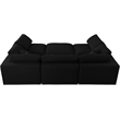 Meridian Furniture Serene Black Linen Fabric Deluxe Modular Sectional