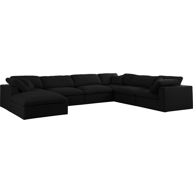 Meridian Furniture Serene Black Linen Fabric Deluxe Modular Sectional