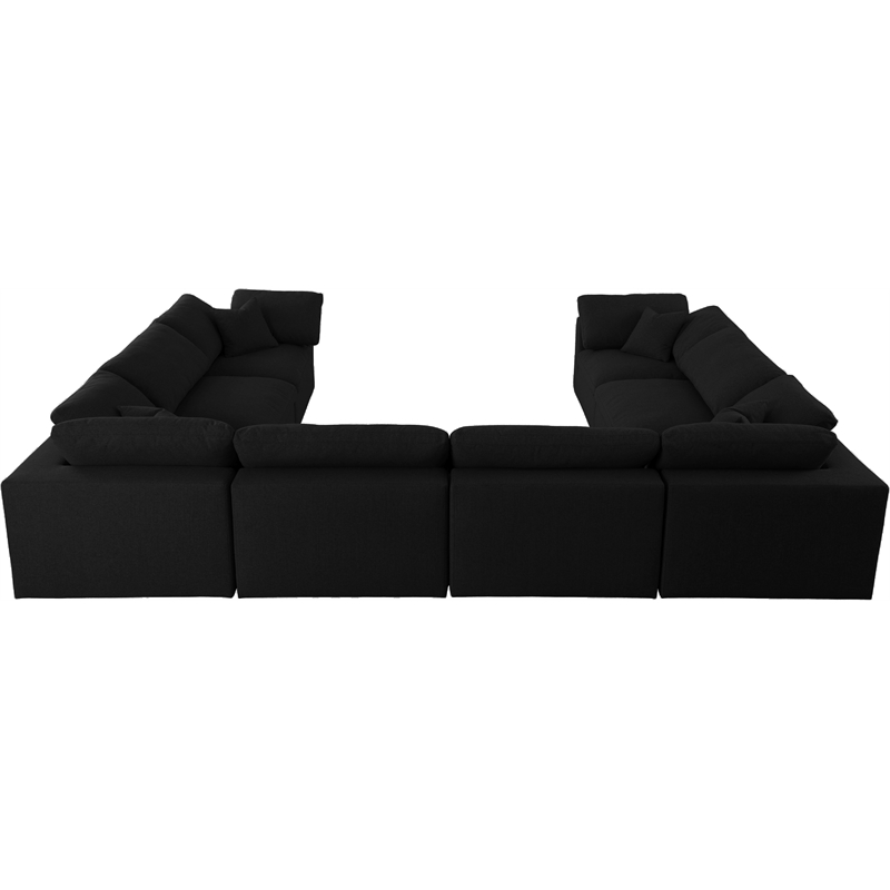 Meridian Furniture Serene Black Linen Fabric Deluxe Modular Sectional