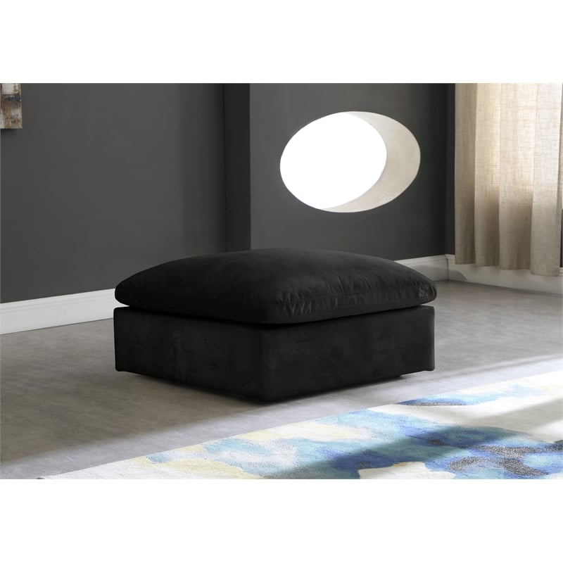 Meridian Furniture Cozy Black Velvet Modular Ottoman