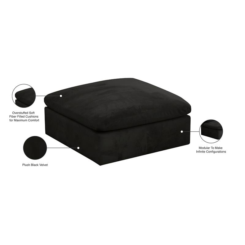 Meridian Furniture Cozy Black Velvet Modular Ottoman