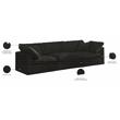 Meridian Furniture Cozy Black Velvet Modular 3 Piece Sofa
