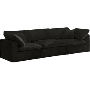 Meridian Furniture Cozy Black Velvet Modular 3 Piece Sofa