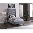 Meridian Furniture Fritz Gray Velvet Twin Bed