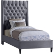 Meridian Furniture Fritz Gray Velvet Twin Bed