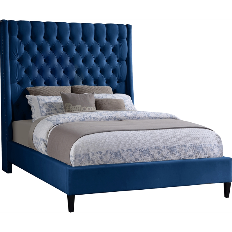 Meridian Furniture Fritz Navy Velvet King Bed Cymax Business Meridian Furniture Fritz Navy Velvet, Value City Furniture King Bed