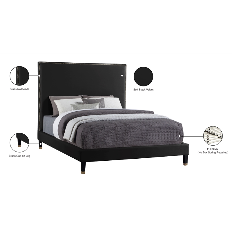 Meridian Furniture Harlie Black Velvet King Bed