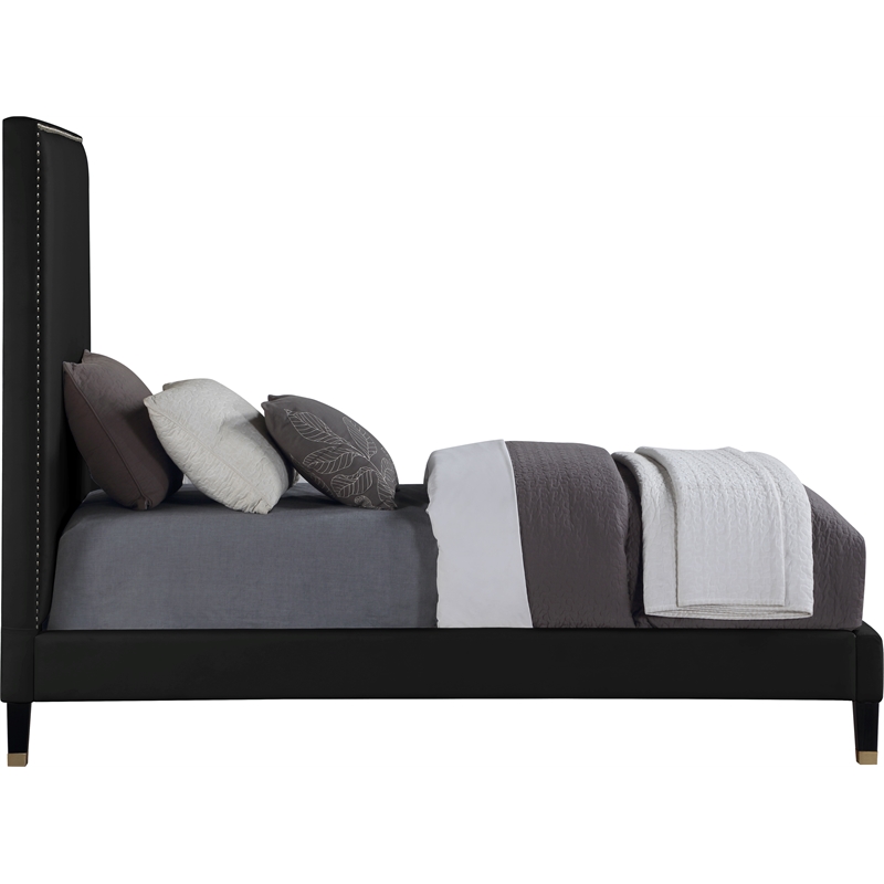 Meridian Furniture Harlie Black Velvet Twin Bed
