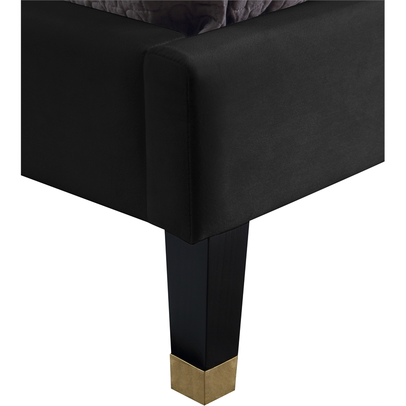 Meridian Furniture Harlie Black Velvet Twin Bed