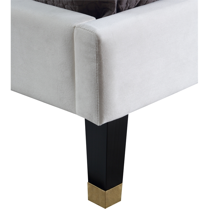 Meridian Furniture Harlie Cream Velvet Queen Bed