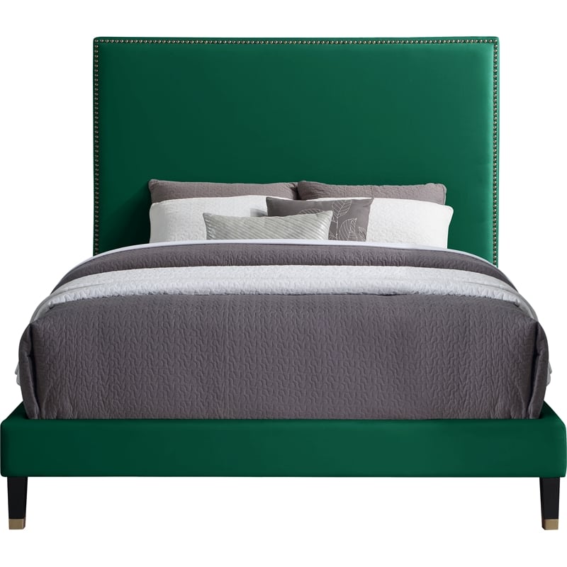 Meridian Furniture Harlie Green Velvet King Bed