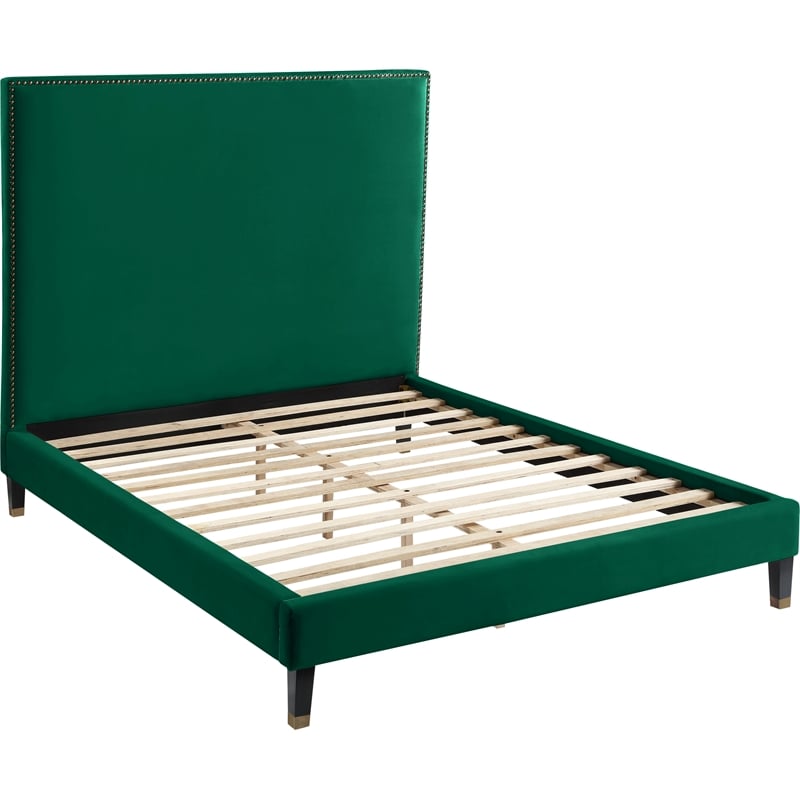 Meridian Furniture Harlie Green Velvet King Bed