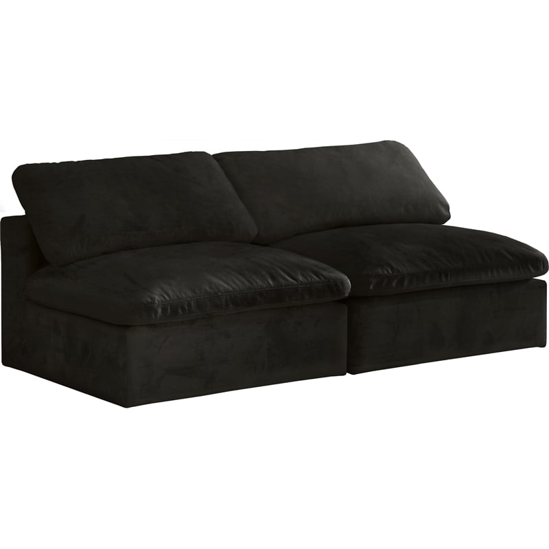 Meridian Furniture Cozy Black Velvet Modular Armless Loveseat