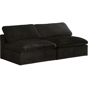 Meridian Furniture Cozy Black Velvet Modular Armless Loveseat