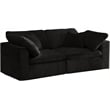 Meridian Furniture Cozy Black Velvet Modular 2 Piece Loveseat