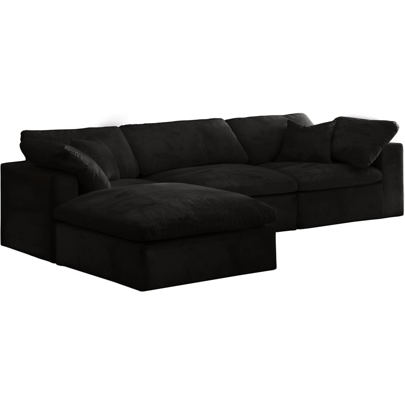 Meridian Furniture Cozy Black Velvet Modular Sectional
