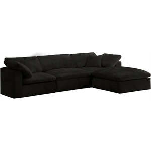 meridian furniture cozy black velvet modular sectional