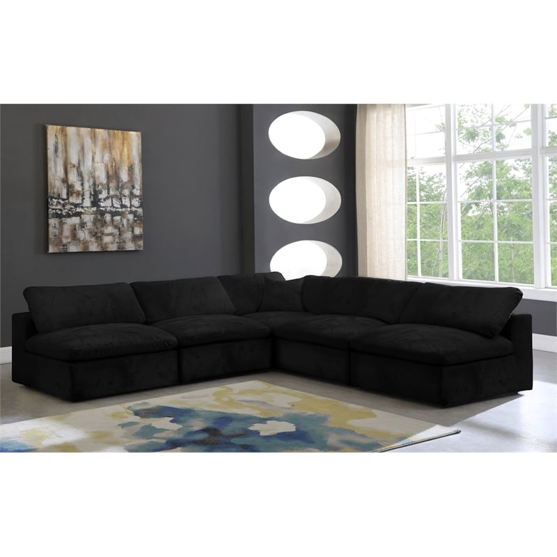 Meridian Furniture Cozy Black Velvet Modular Sectional