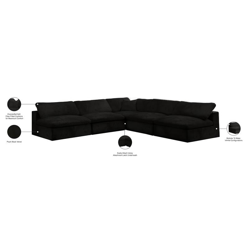 Meridian Furniture Cozy Black Velvet Modular Sectional