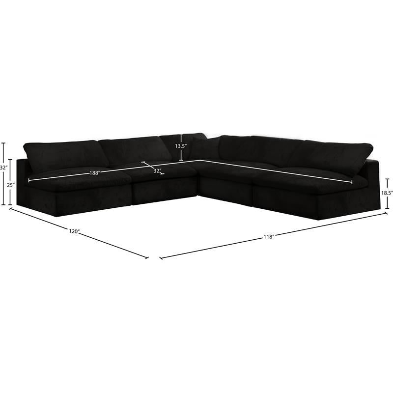 Meridian Furniture Cozy Black Velvet Modular Sectional