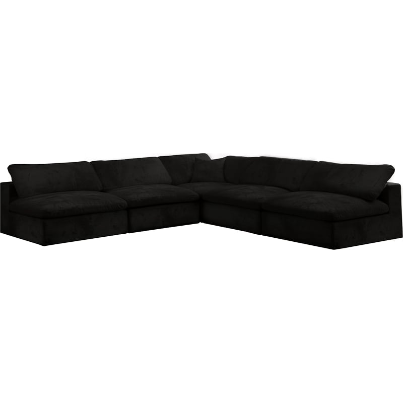 Meridian Furniture Cozy Black Velvet Modular Sectional