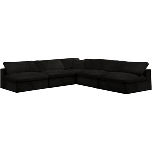 meridian furniture cozy black velvet modular sectional