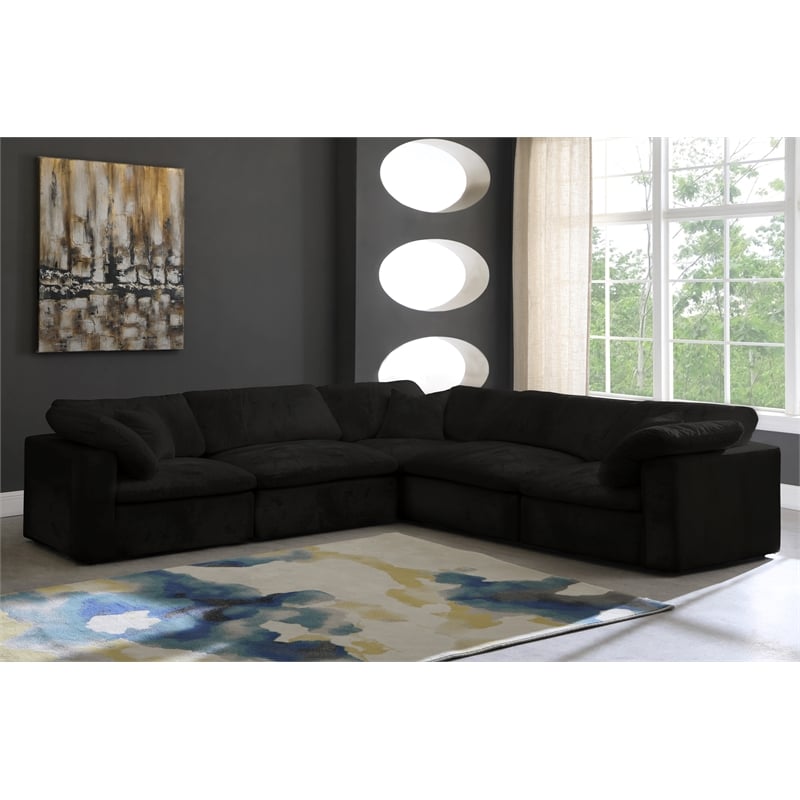 Meridian Furniture Cozy Black Velvet Modular Sectional