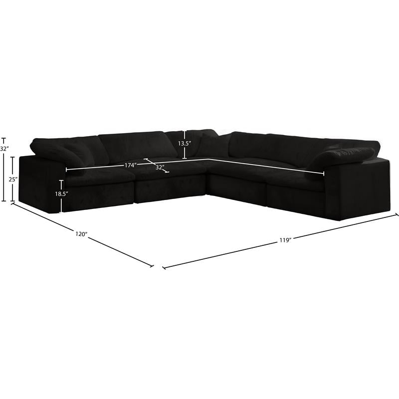 Meridian Furniture Cozy Black Velvet Modular Sectional