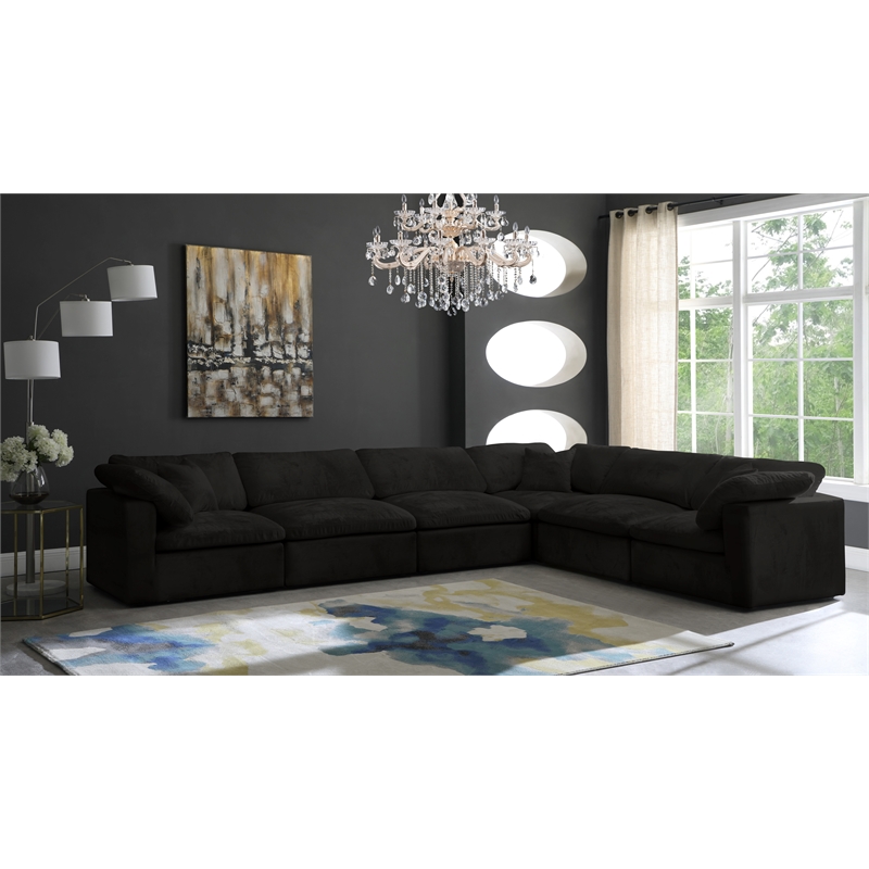 Meridian Furniture Cozy Black Velvet Modular Sectional