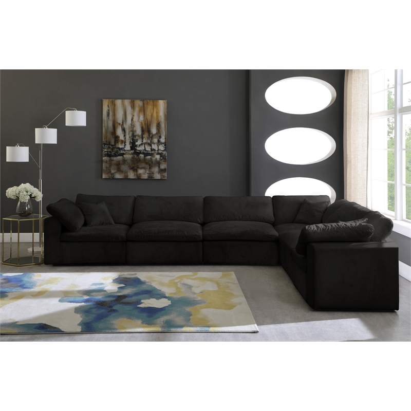Meridian Furniture Cozy Black Velvet Modular Sectional