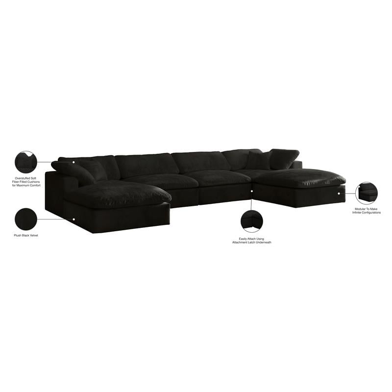 Meridian Furniture Cozy Black Velvet Modular Sectional