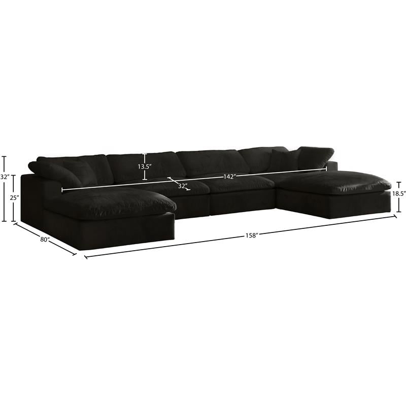 Meridian Furniture Cozy Black Velvet Modular Sectional