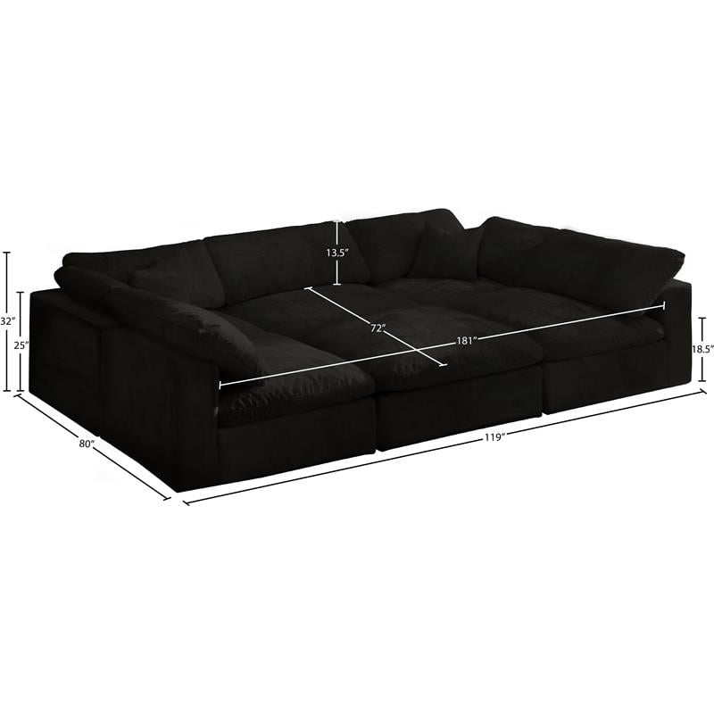 Meridian Furniture Cozy Black Velvet Modular Sectional