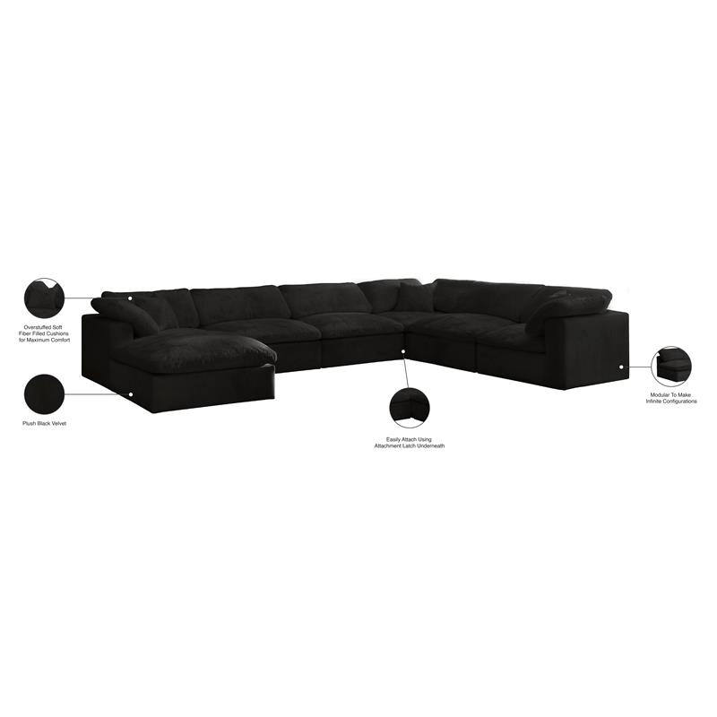 Meridian Furniture Cozy Black Velvet Modular Sectional
