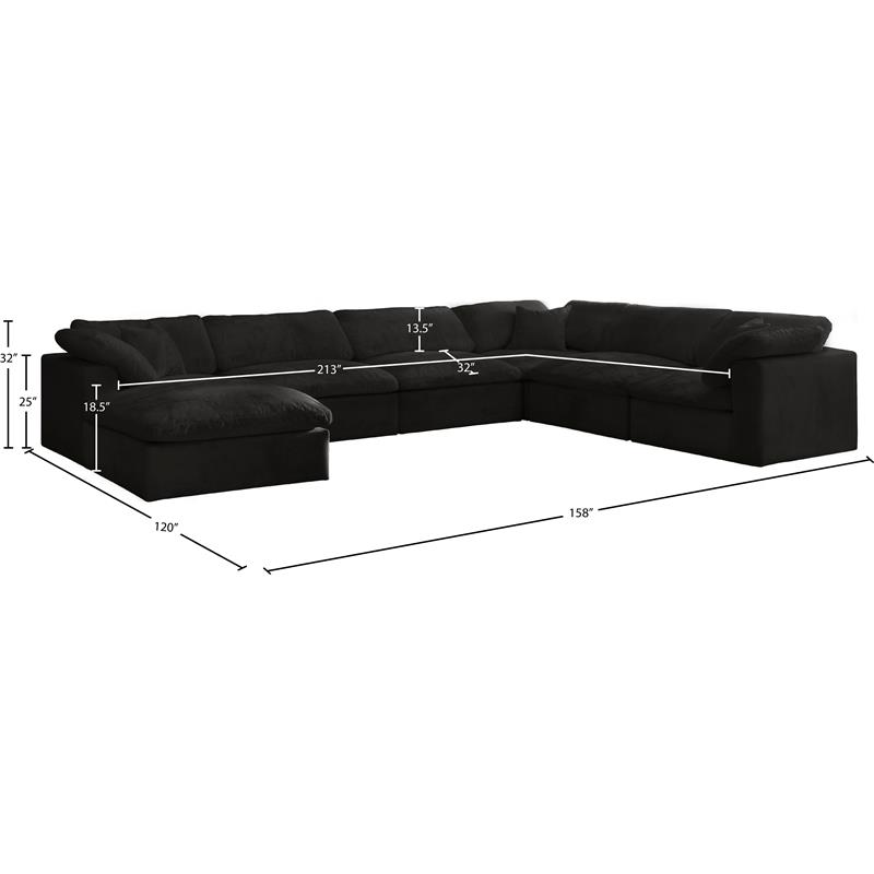 Meridian Furniture Cozy Black Velvet Modular Sectional