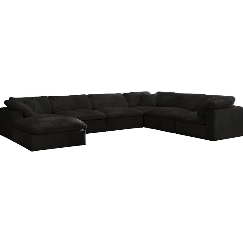 Meridian Furniture Cozy Black Velvet Modular Sectional