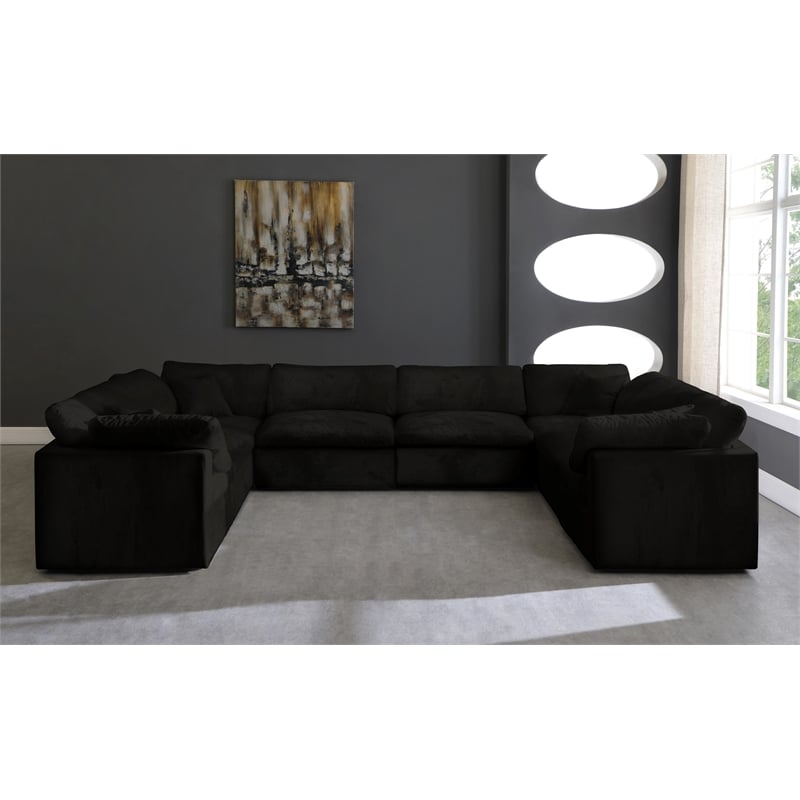 Meridian Furniture Cozy Black Velvet Modular Sectional