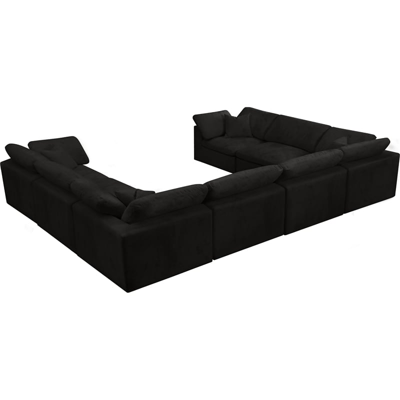 Meridian Furniture Cozy Black Velvet Modular Sectional