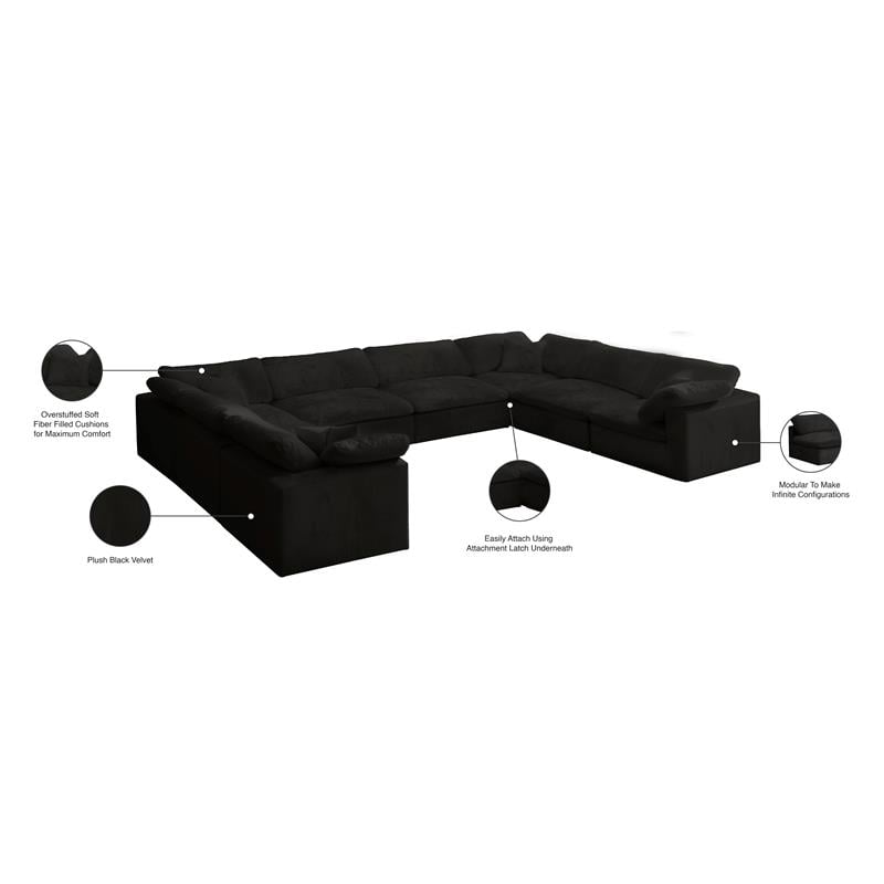 Meridian Furniture Cozy Black Velvet Modular Sectional
