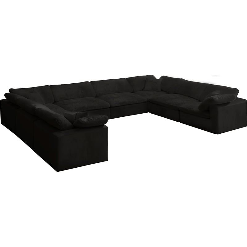 Meridian Furniture Cozy Black Velvet Modular Sectional