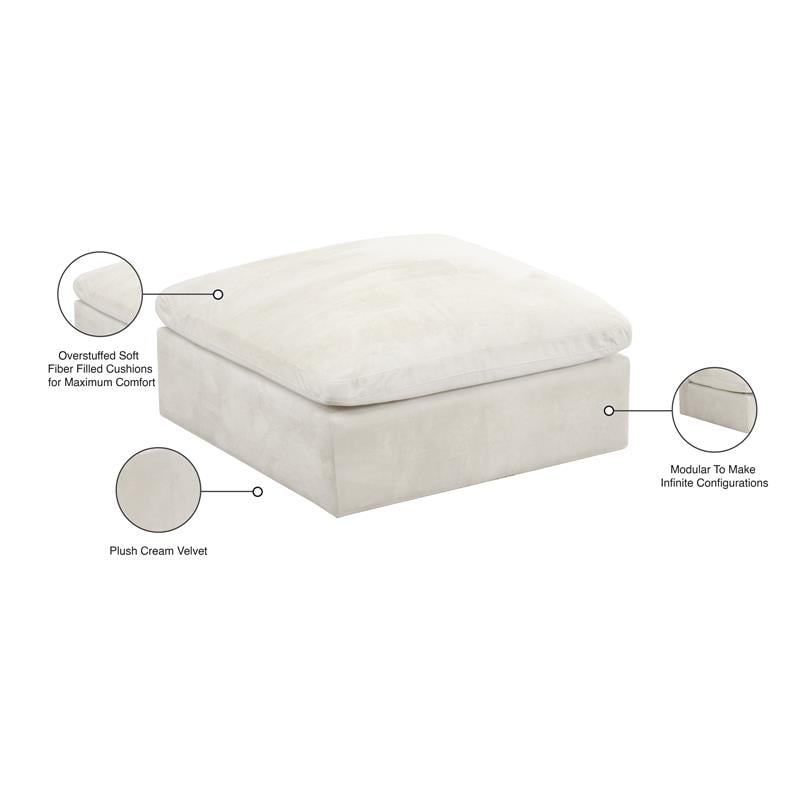 Meridian Furniture Cozy Cream Velvet Modular Ottoman